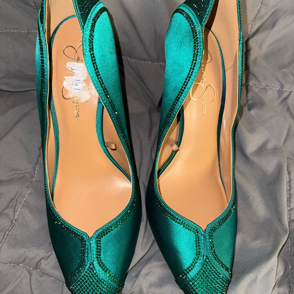 Jessica Simpson Teal Satin Heels